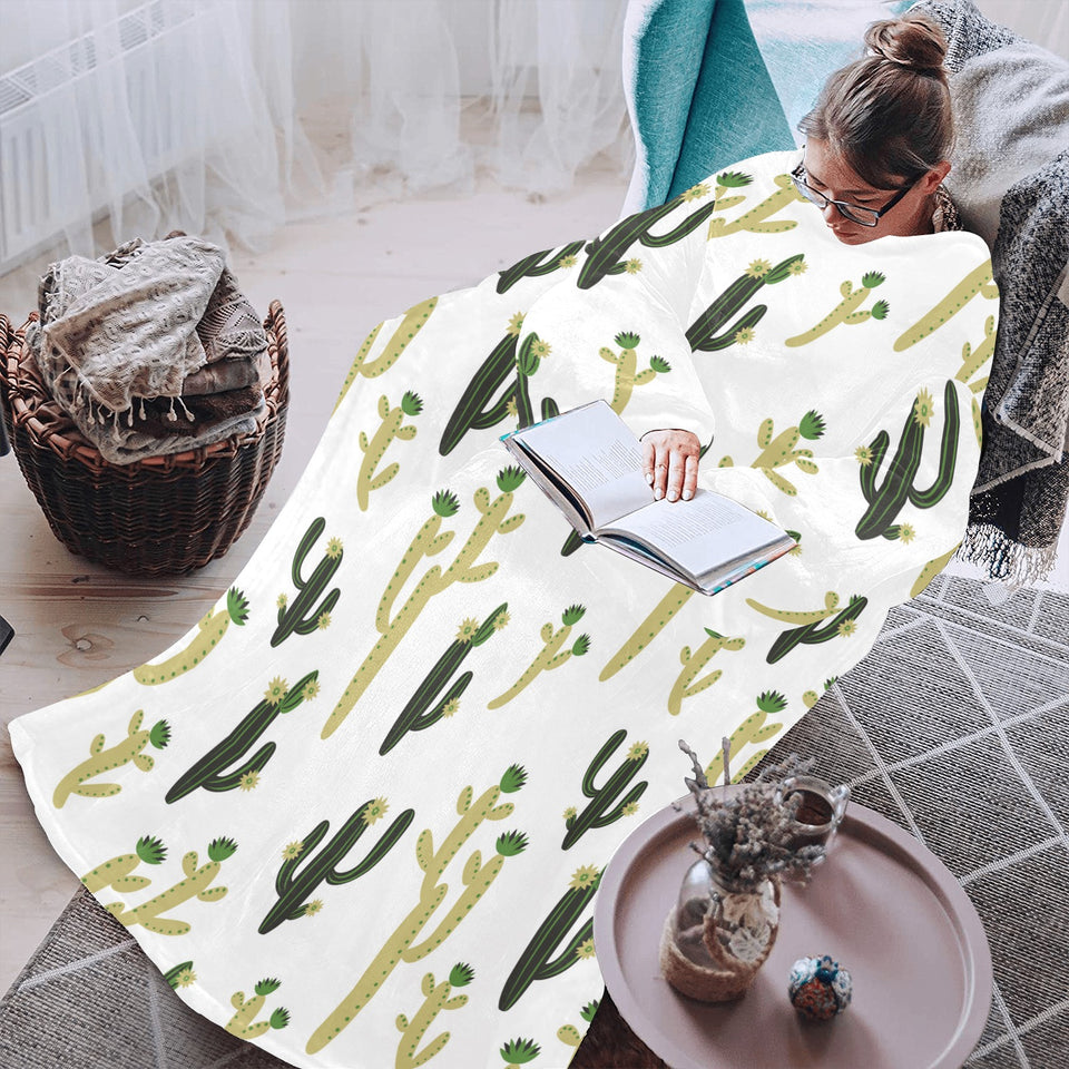 Cute cactus pattern Blanket Robe with Sleeves