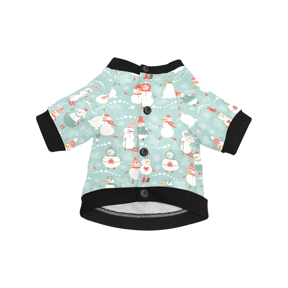Cute snowman pattern All Over Print Pet Dog Round Neck Fuzzy Shirt