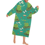 Cute frog dragonfly design pattern Blanket Robe with Sleeves