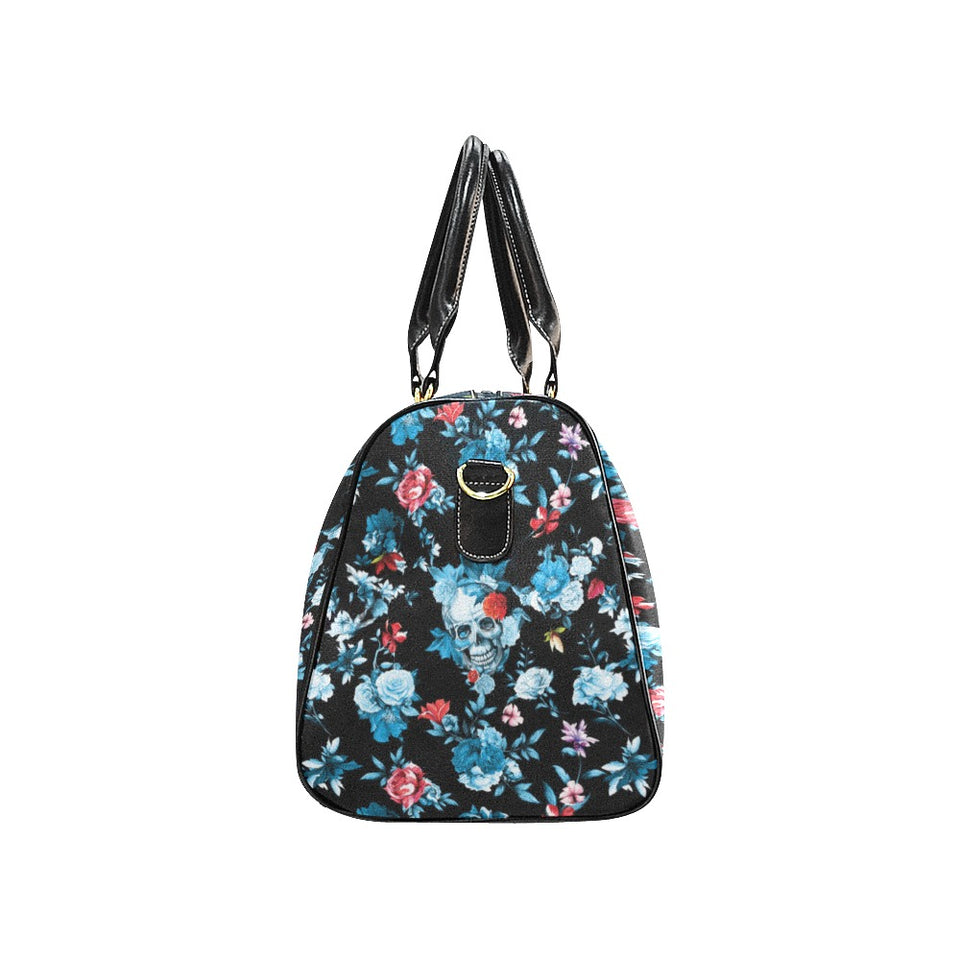 Skull flower roses leave pattern Travel Bag