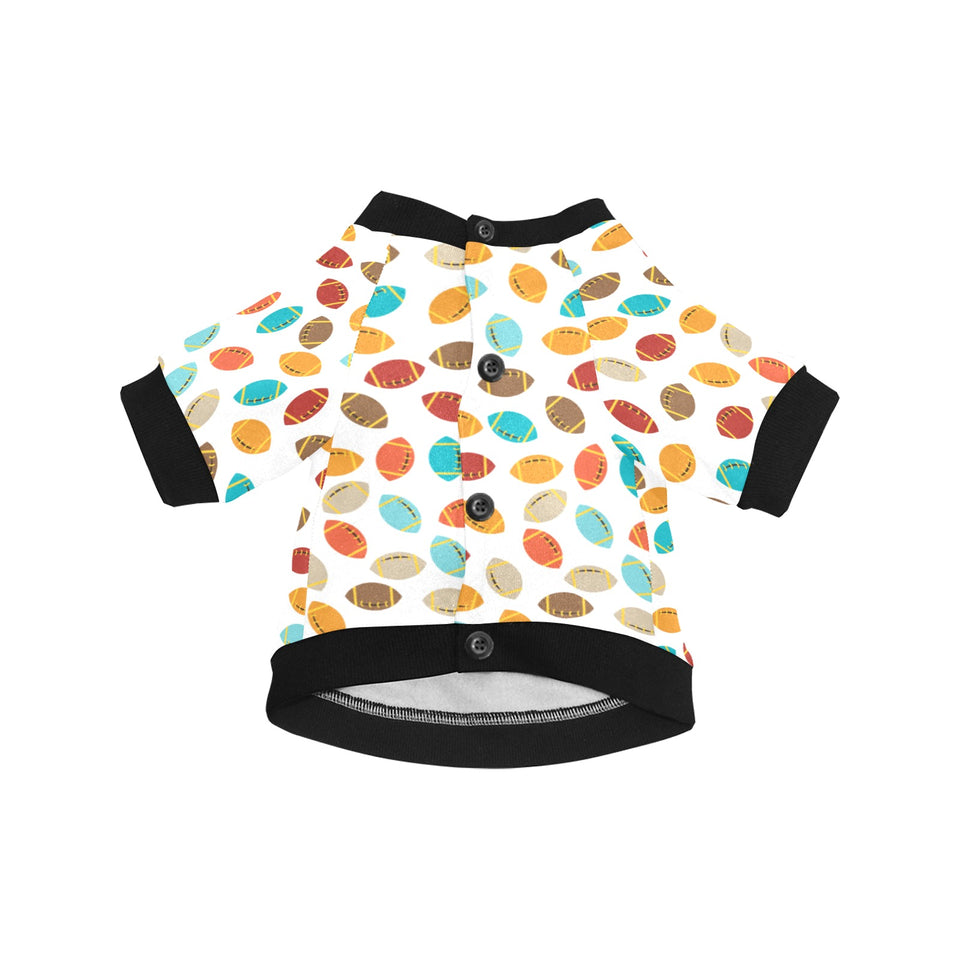 Colorful american football ball pattern All Over Print Pet Dog Round Neck Fuzzy Shirt