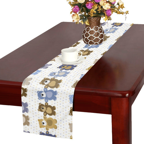Teddy Bear Pattern Print Design 02 Table Runner