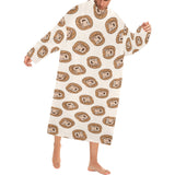 Lion Pattern Print Design 01 Blanket Robe with Sleeves