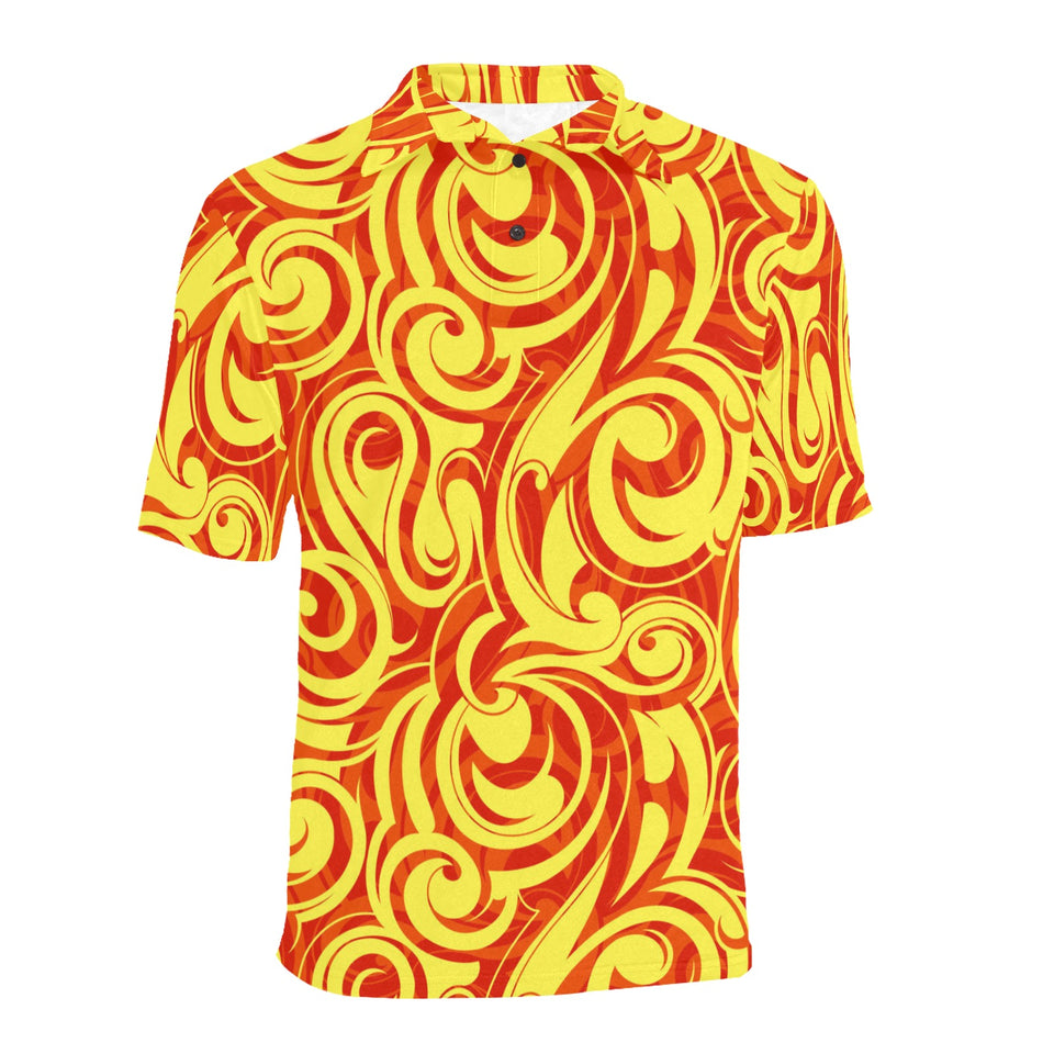 Fire flame design pattern Men's All Over Print Polo Shirt