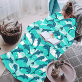 Dolphin sea pattern Blanket Robe with Sleeves