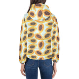 Watercolor papaya pattern Women's Padded Hooded Jacket
