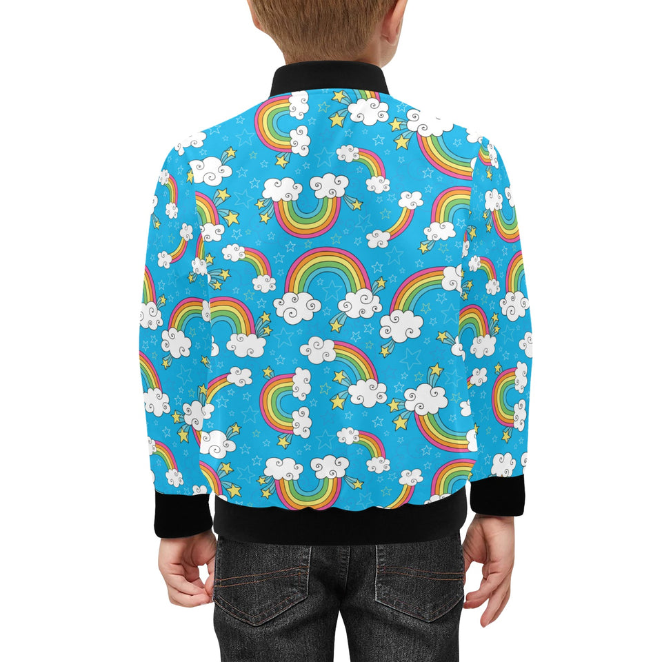 Rainbows Sky Clouds Pattern Kids' Boys' Girls' Bomber Jacket