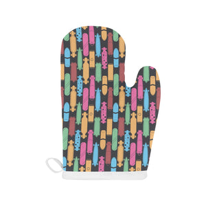 Skate Board Pattern Print Design 02 Heat Resistant Oven Mitts