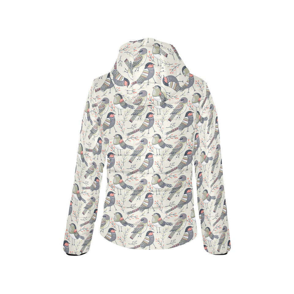 Pigeon Pattern Print Design 04 Women's Padded Hooded Jacket