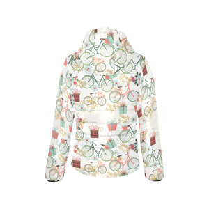 Bicycle Pattern Print Design 05 Women's Padded Hooded Jacket