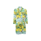 Hand drawn windmill pattern Men's Long Sleeve Belted Night Robe