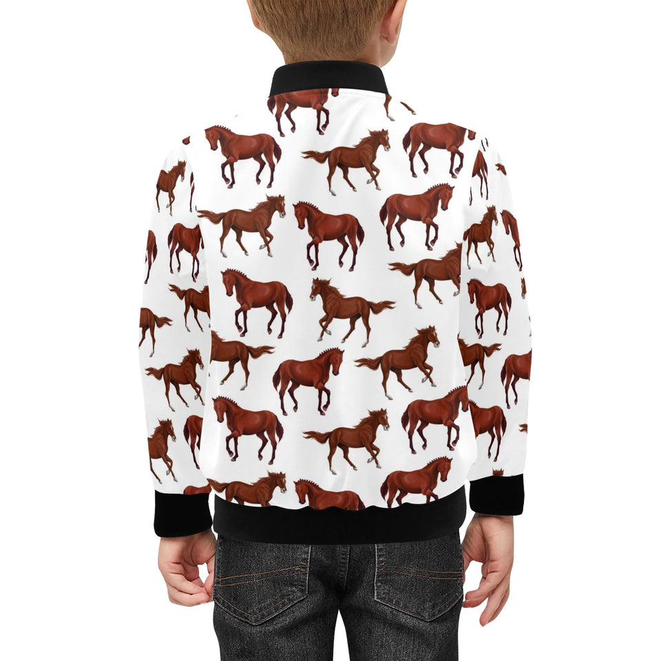 Horses running pattern background Kids' Boys' Girls' Bomber Jacket