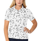 Music Notes Pattern Print Design 04 Women's All Over Print Polo Shirt