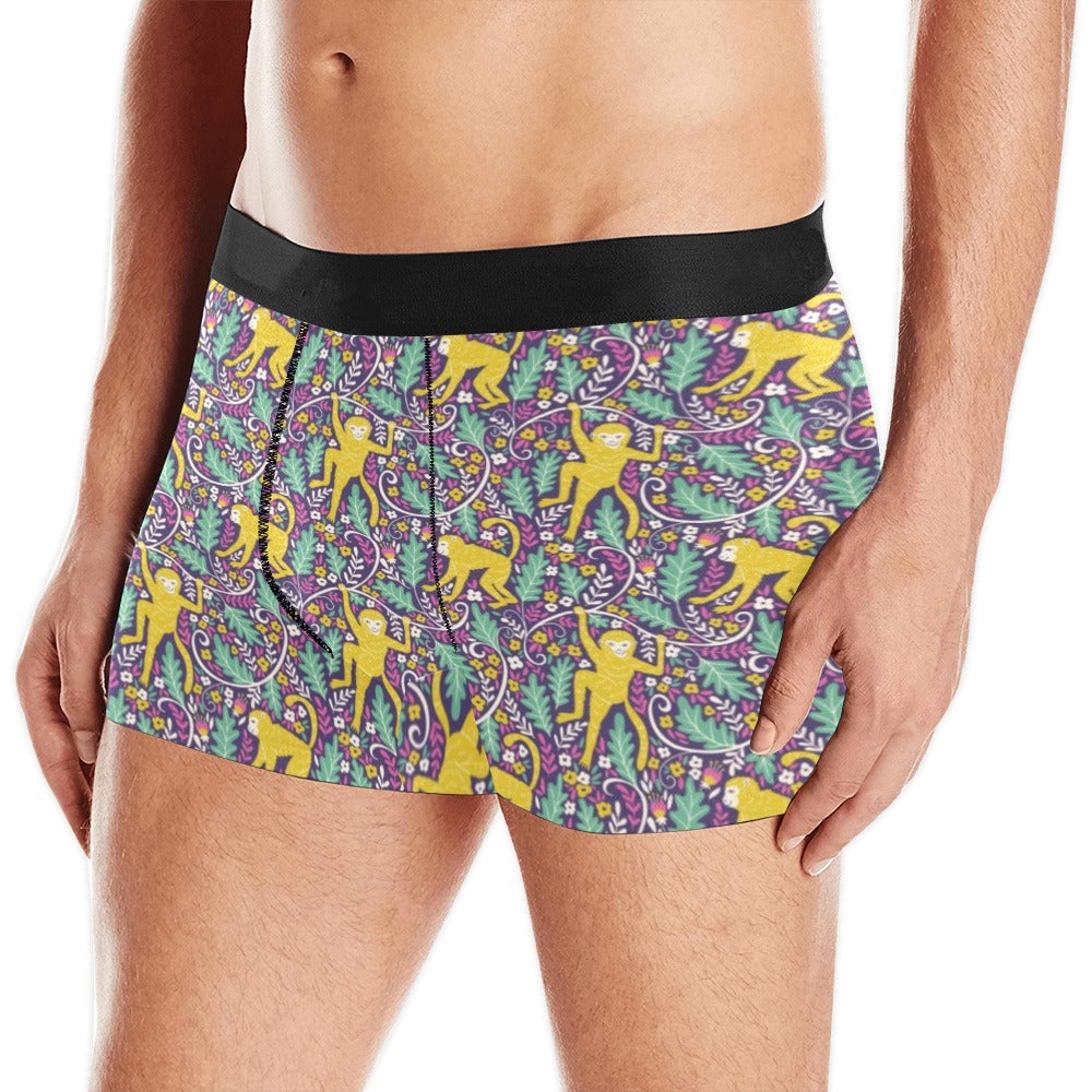 Cute yellow monkey leaves pattern Men's All Over Print Boxer Briefs Men's Underwear