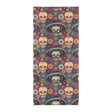 Sugar skulls flower maxican pattern Beach Towel