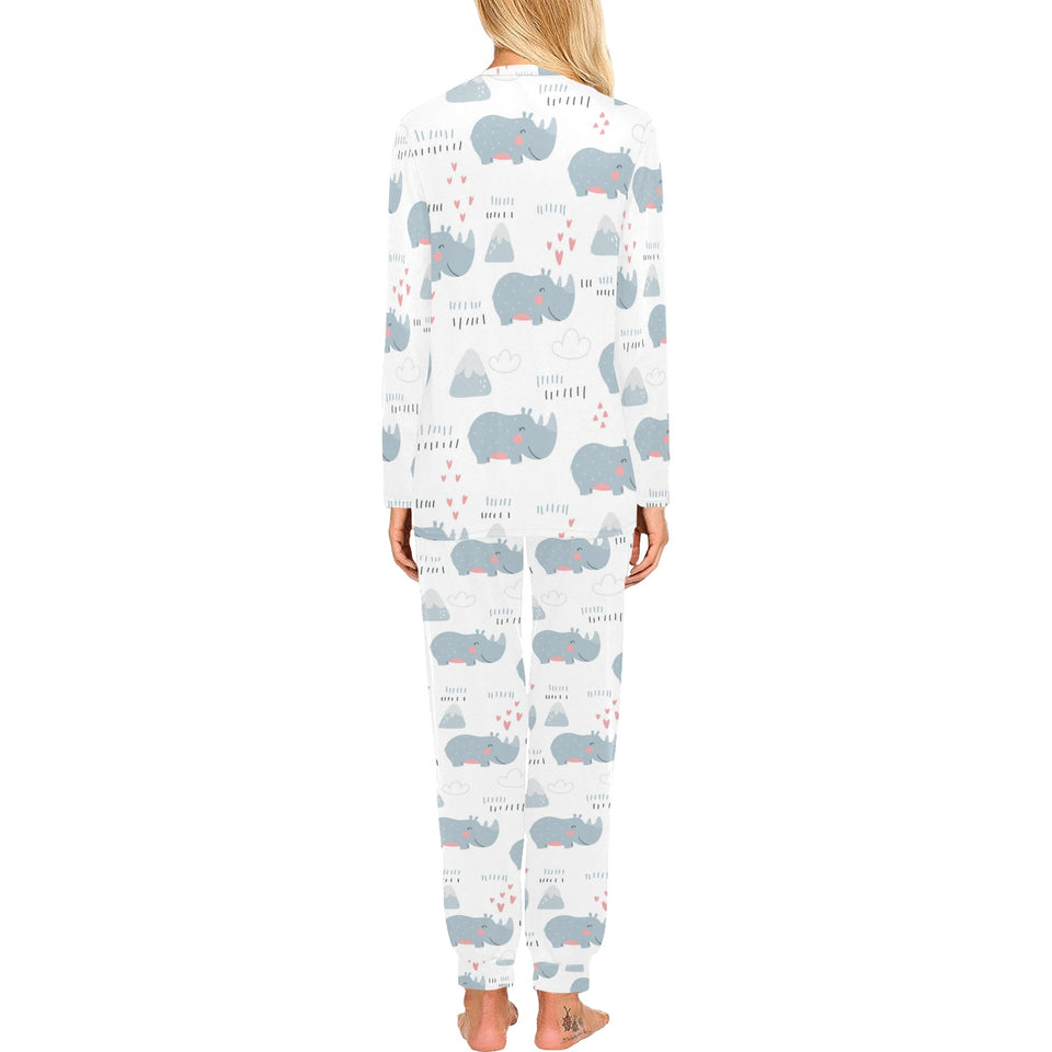 cute rhino heart pattern Women's All Over Print Pajama Set