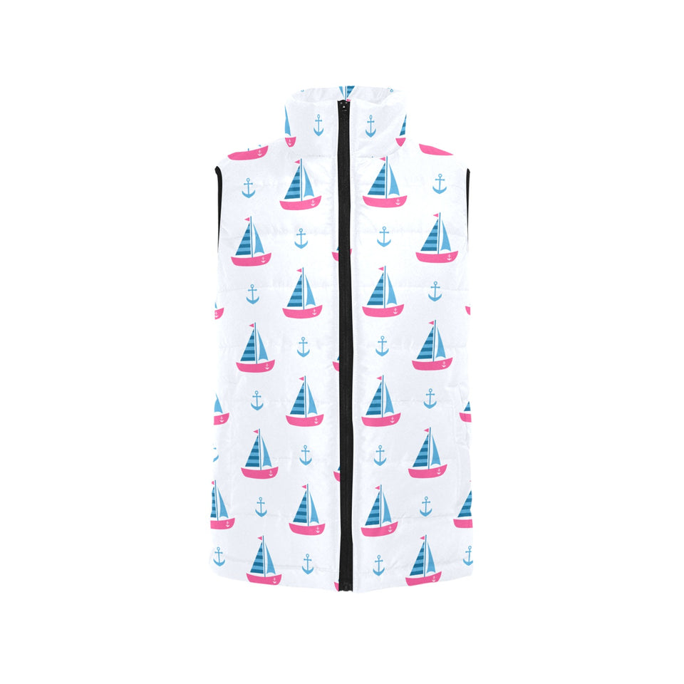 Sailboat anchor pattern Women's Padded Vest