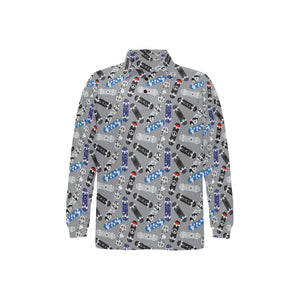 Skate Board Pattern Print Design 03 Men's Long Sleeve Polo Shirt