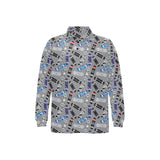Skate Board Pattern Print Design 03 Men's Long Sleeve Polo Shirt