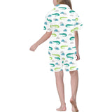 watercolor crocodile pattern Kids' Boys' Girls' V-Neck Short Pajama Set