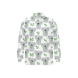 Hand drawn Koala leaves pattern Men's Long Sleeve Polo Shirt