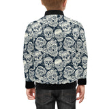 Sugar skull black white pattern Kids' Boys' Girls' Bomber Jacket