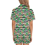Horseshoes Pattern Print Design 01 Women's V-Neck Short Pajama Set