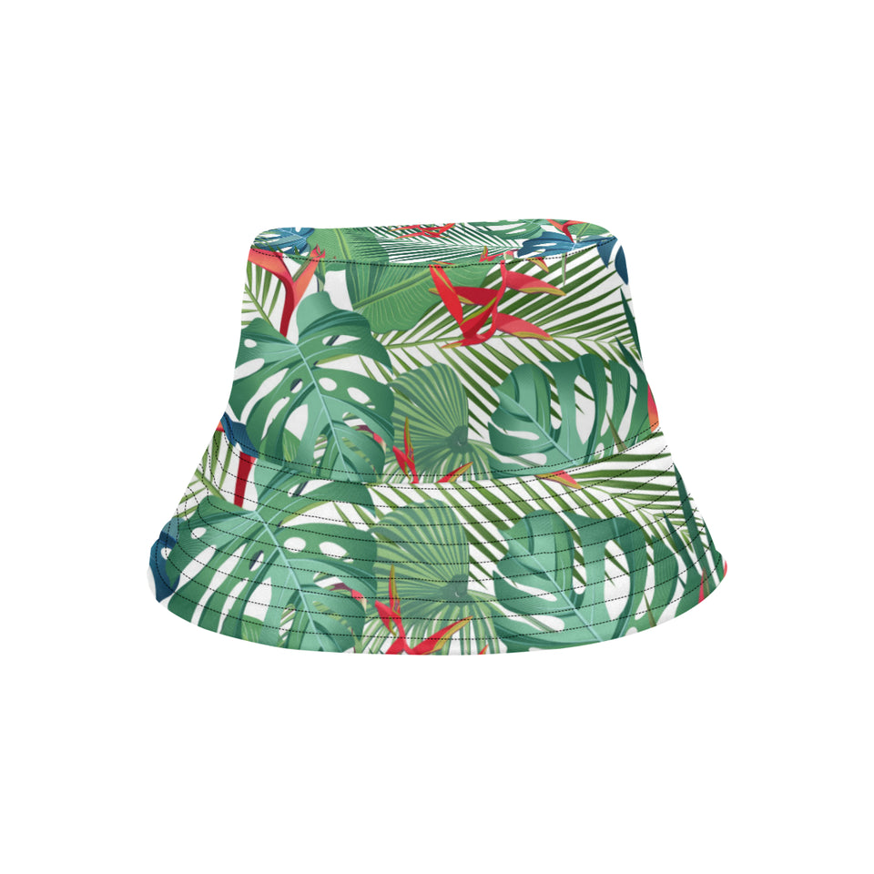 heliconia palm and monstera  leaves pattern Unisex Bucket Hat