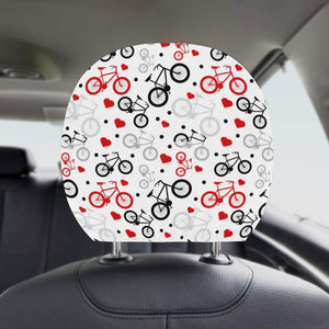 Bicycle Pattern Print Design 04 Car Headrest Cover