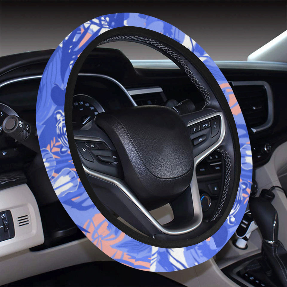 white bengal tigers pattern Car Steering Wheel Cover