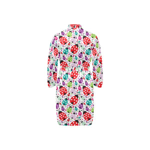 Ladybug Pattern Print Design 03 Men's Long Sleeve Belted Night Robe