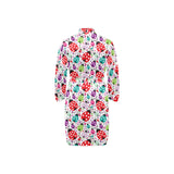 Ladybug Pattern Print Design 03 Men's Long Sleeve Belted Night Robe
