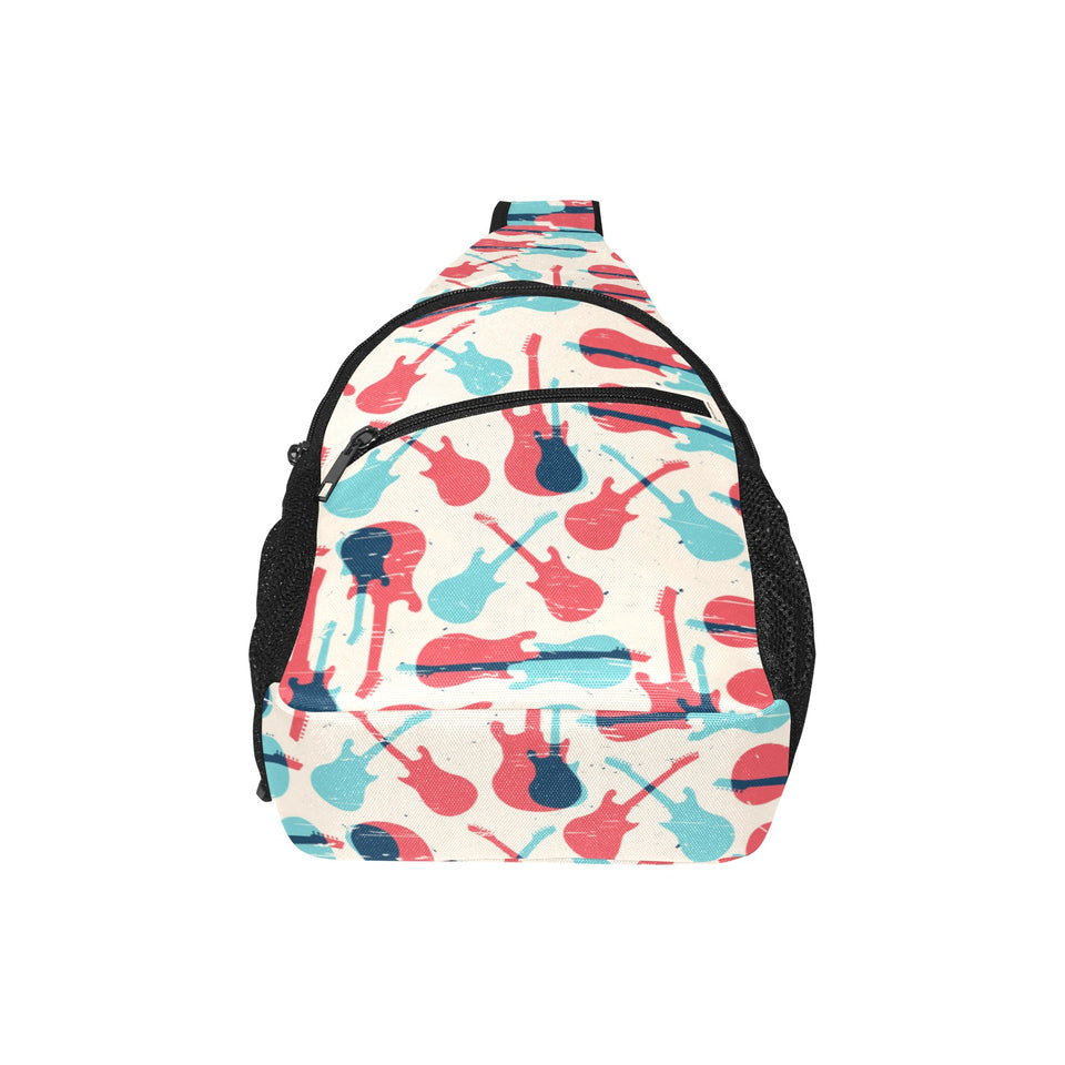 Red Blue guitar pattern All Over Print Chest Bag