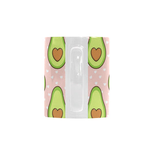 Avocado heart pink background Classical White Mug (Fulfilled In US)
