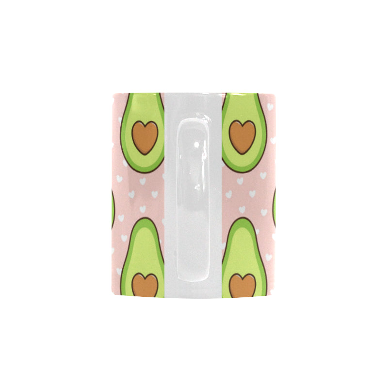 Avocado heart pink background Classical White Mug (Fulfilled In US)
