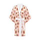 papaya leaves pattern Women's Short Kimono Robe