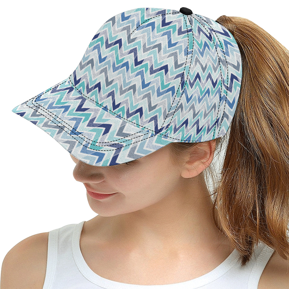 zigzag  chevron blue pattern All Over Print Snapback Cap