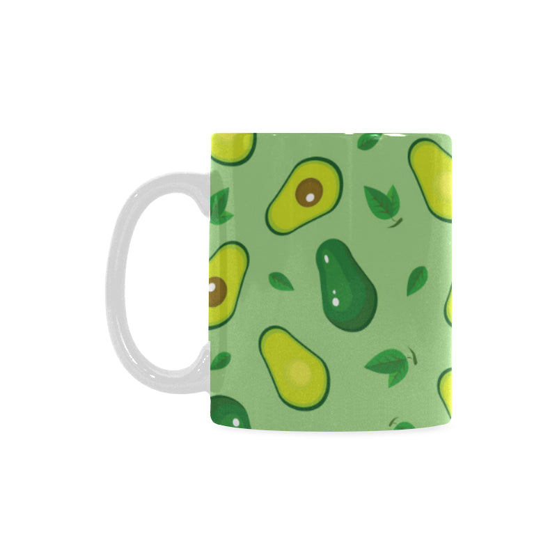 Avocado pattern green background Classical White Mug (Fulfilled In US)
