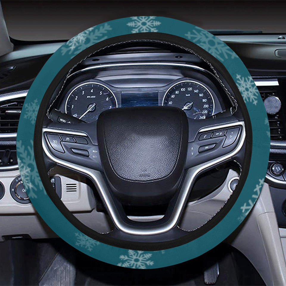 Snowflake pattern dark background Car Steering Wheel Cover