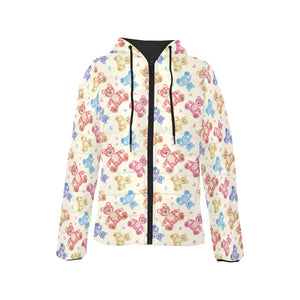 Teddy Bear Pattern Print Design 05 Women's Padded Hooded Jacket