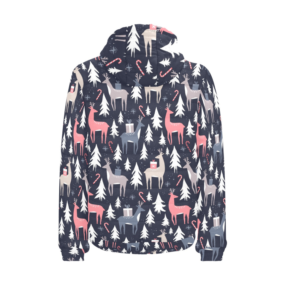 Deers Winter Christmas pattern Men's Padded Hooded Jacket