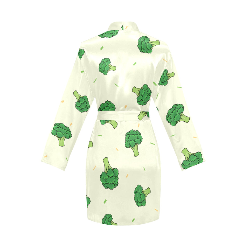 Broccoli pattern Women's Long Sleeve Belted Night Robe