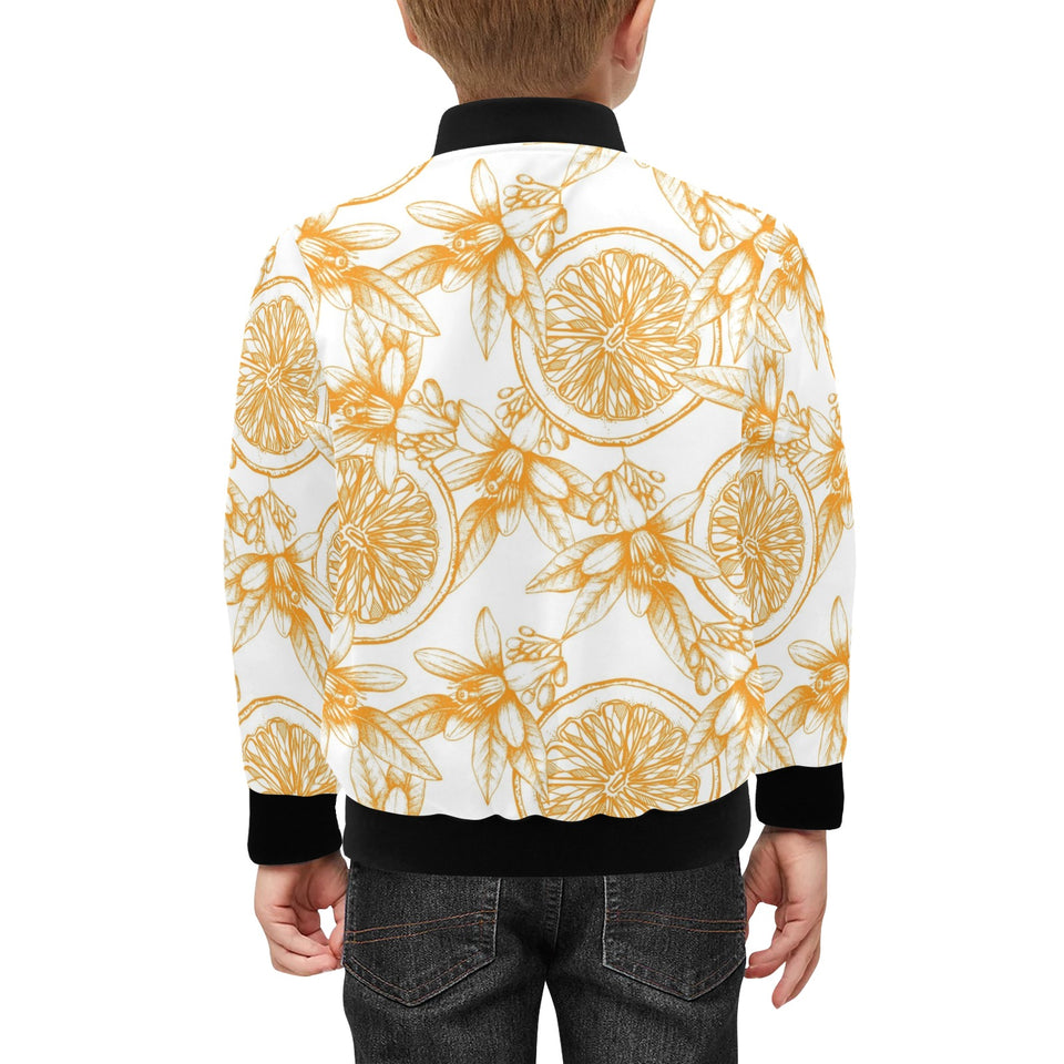 hand drawn orange fruit pattern Kids' Boys' Girls' Bomber Jacket