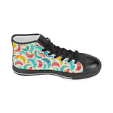 Colorful moon pattern Women's High Top Canvas Shoes Black