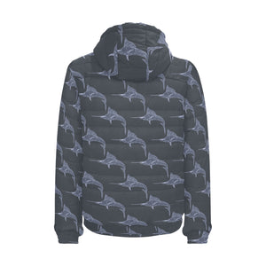 Swordfish Pattern Print Design 03 Men's Padded Hooded Jacket