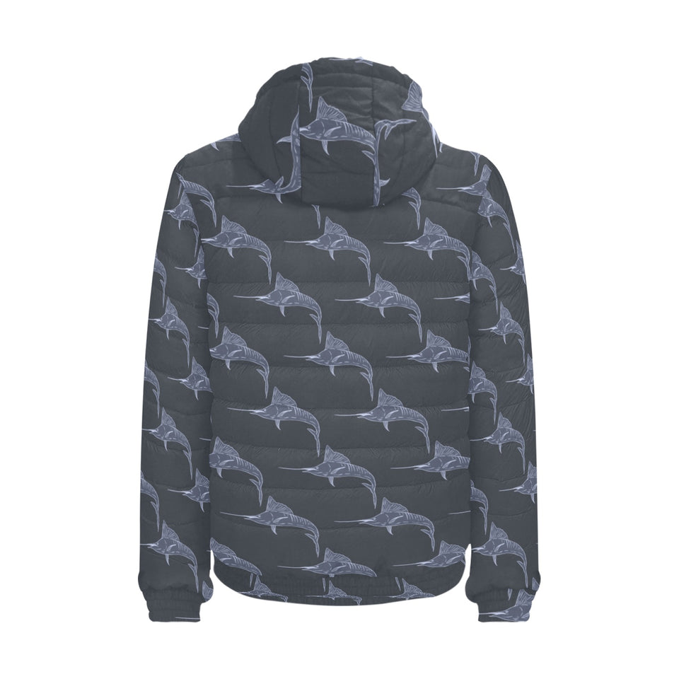 Swordfish Pattern Print Design 03 Men's Padded Hooded Jacket