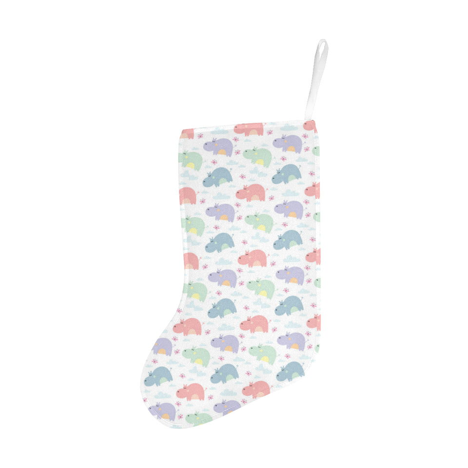 Hippopotamus Pattern Print Design 03 Christmas Stocking