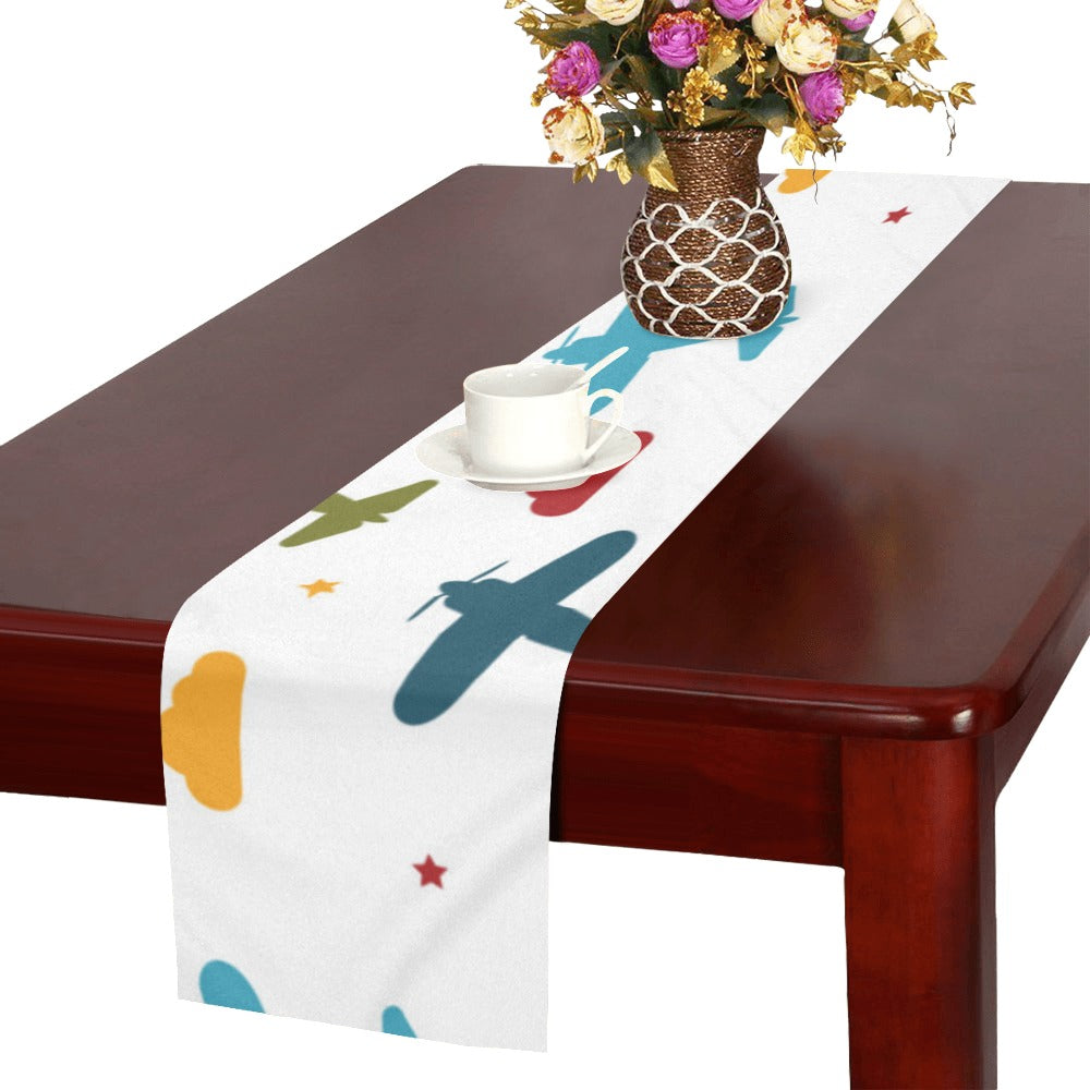 Airplane star cloud colorful Table Runner
