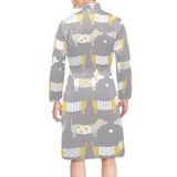 Cute dachshund dog pattern Men's Long Sleeve Belted Night Robe