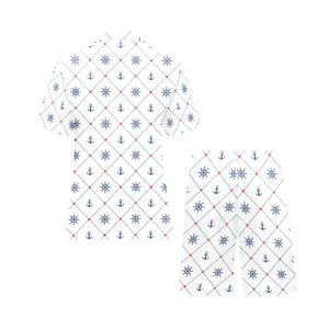 Anchor rudder nautical design pattern Men's V-Neck Short Pajama Set